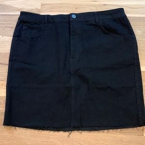 &denim Mini Black Denim Jean Skirt w/ Frayed Hemline Women’s 12